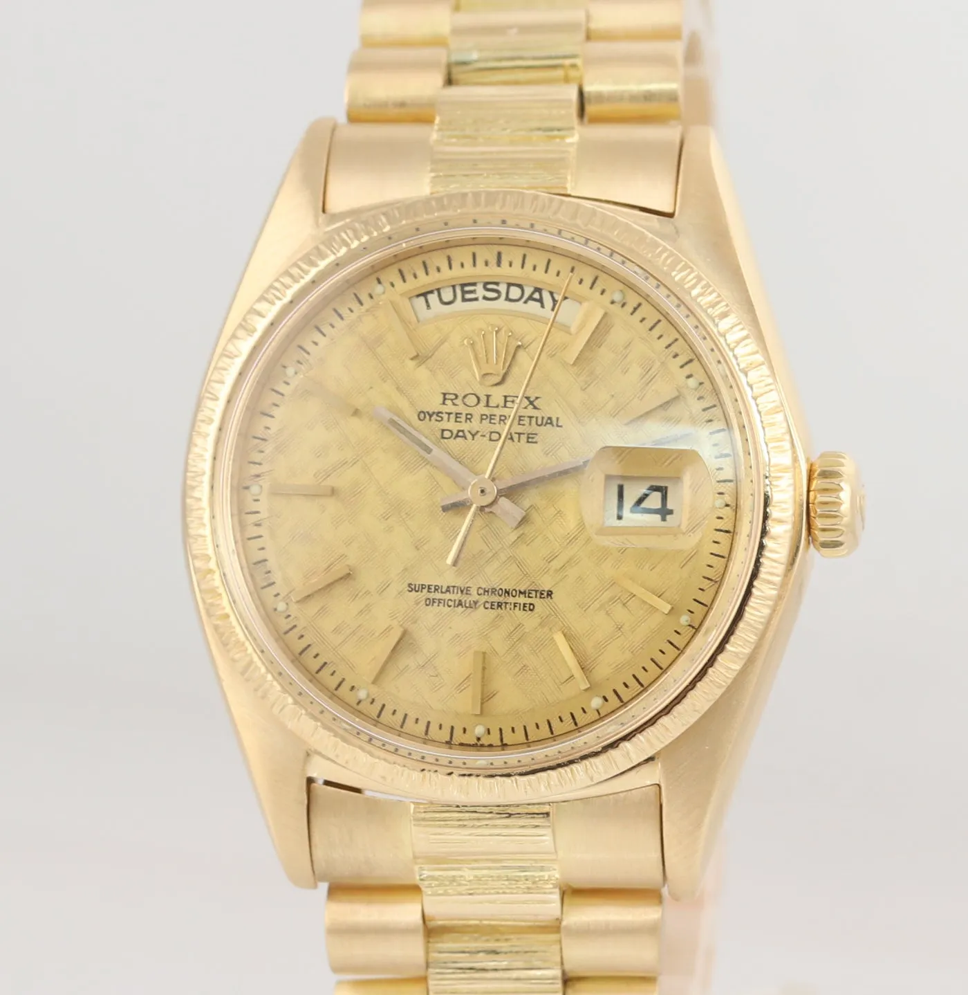 Rolex Day-Date President 36mm 1807 Champagne 18K Yellow Gold Bark Watch 18038