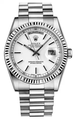 Rolex - Day-Date President White Gold - Fluted Bezel