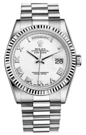 Rolex - Day-Date President White Gold - Fluted Bezel