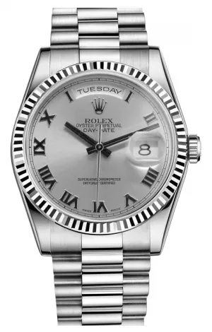 Rolex - Day-Date President White Gold - Fluted Bezel