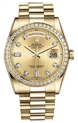 Rolex - Day-Date President Yellow Gold - 52 Diamond Bezel - President