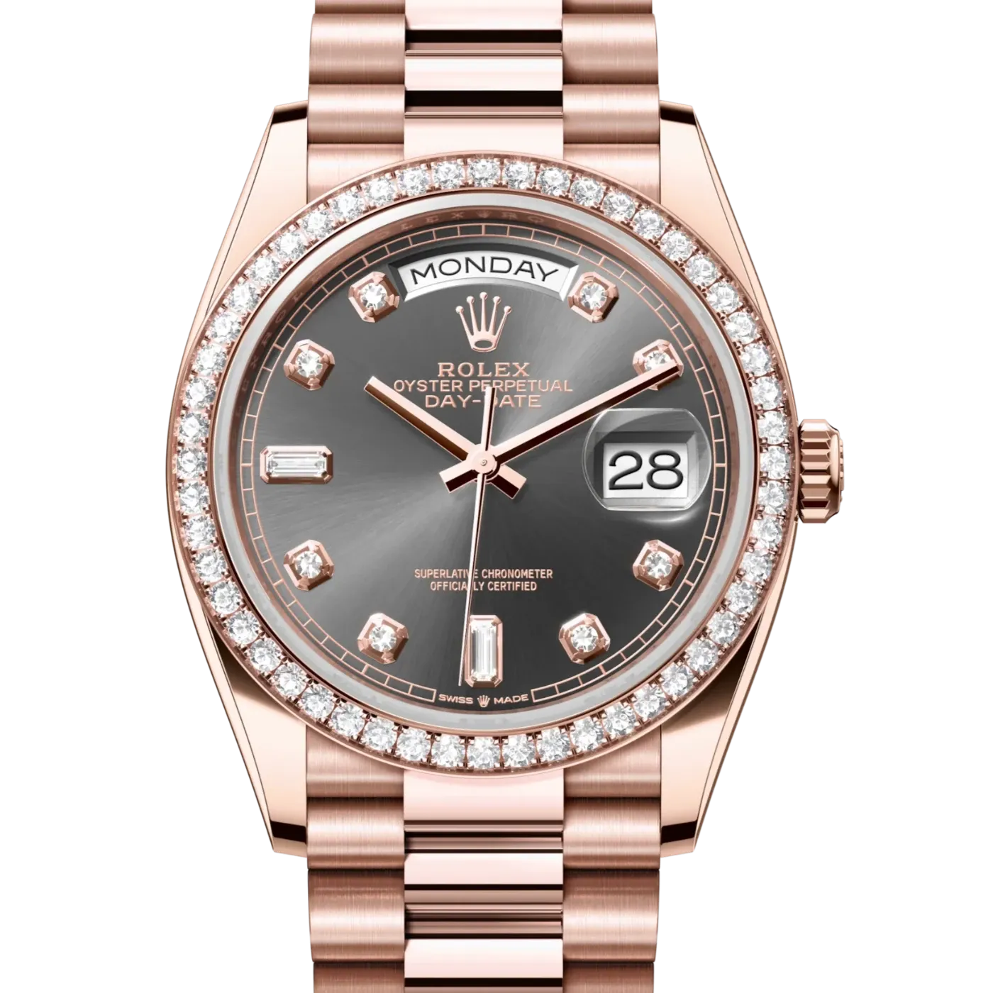 Rolex DayDate 36 Everose Gold & Diamond President Slate (128345RBR-0052)