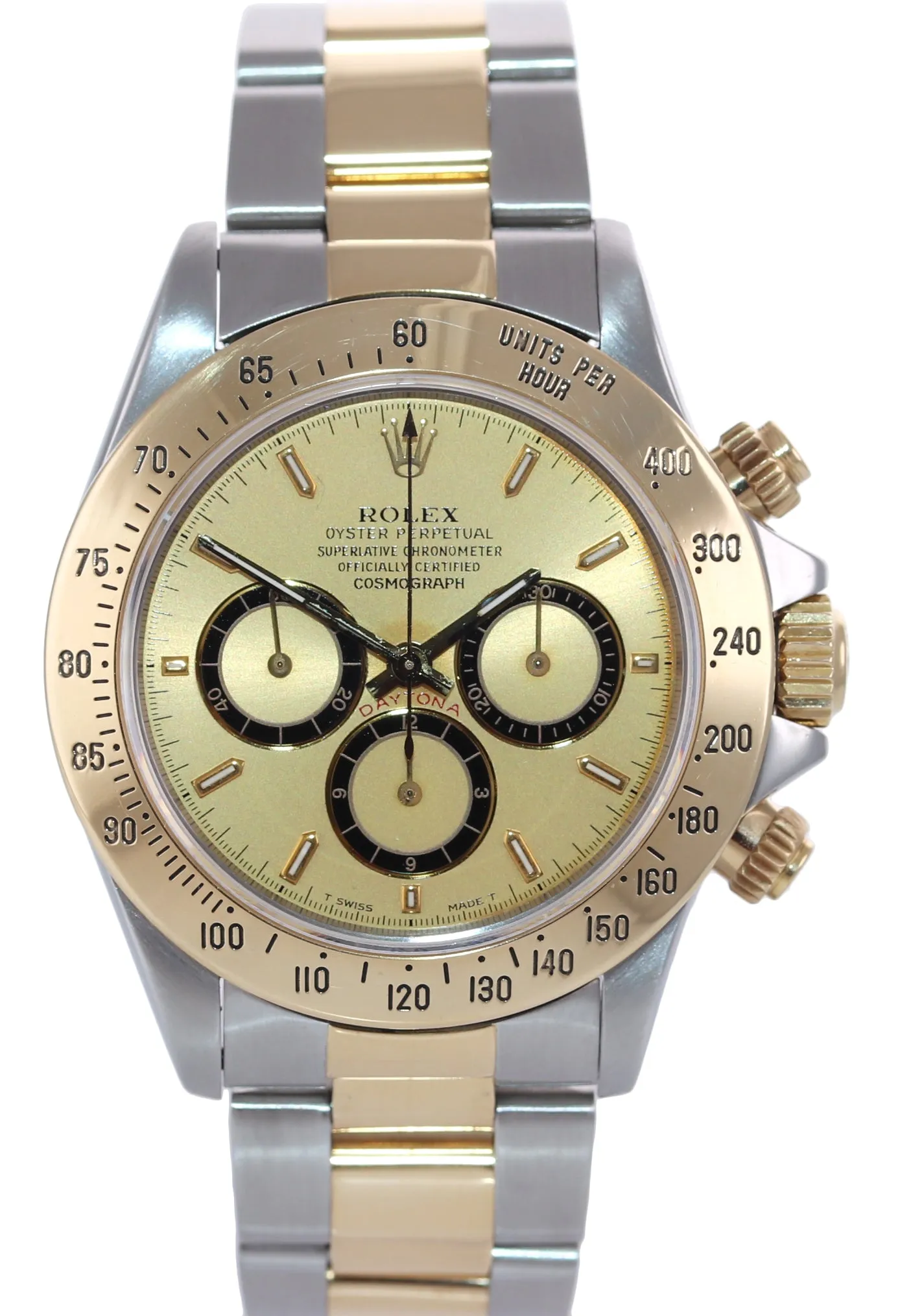 Rolex Daytona 16523 Zenith Champagne yellow gold steel Two Tone Inverted 6 Watch