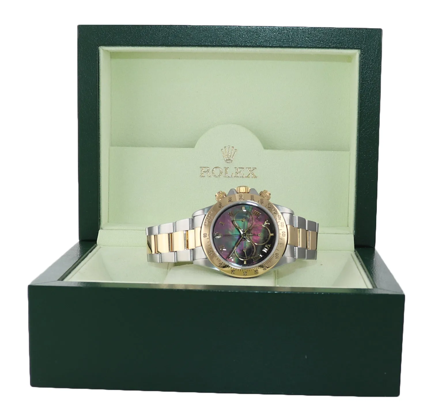 Rolex Daytona 16523 Zenith Two Tone 18 Yellow Gold Steel MOP Dial Watch Box