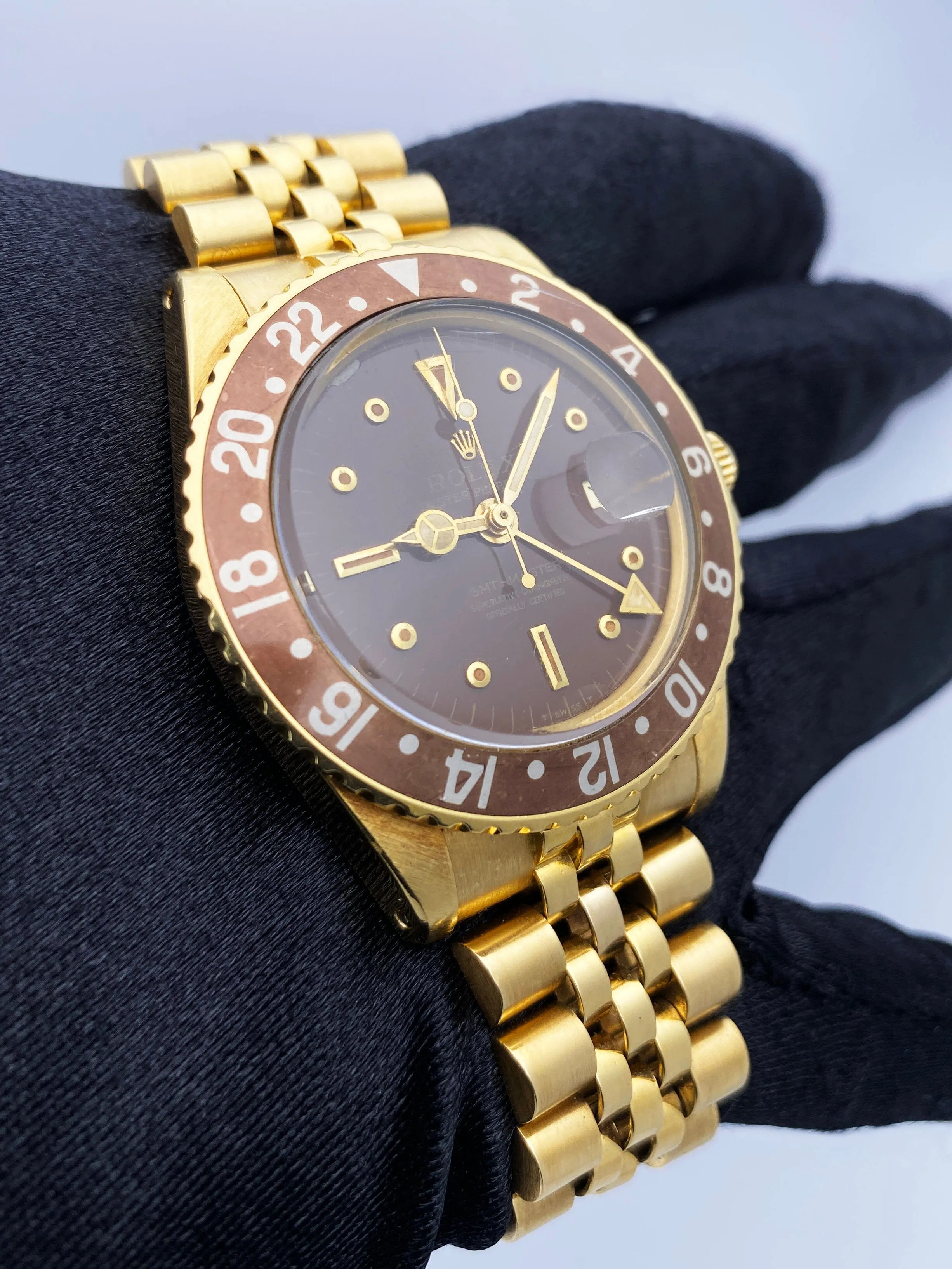 Rolex GMT-Master 1675 Brown Dial 18K Yellow Gold Mens Watch