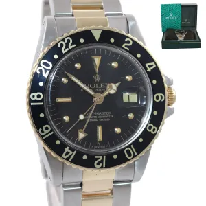 Rolex GMT-Master 1675 Jubilee Two-Tone NIPPLE Gold Steel Black Oyster Watch Box