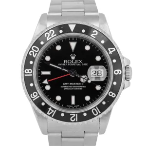 Rolex GMT-Master II 40mm Black Stainless Steel Date Automatic Oyster Watch 16710