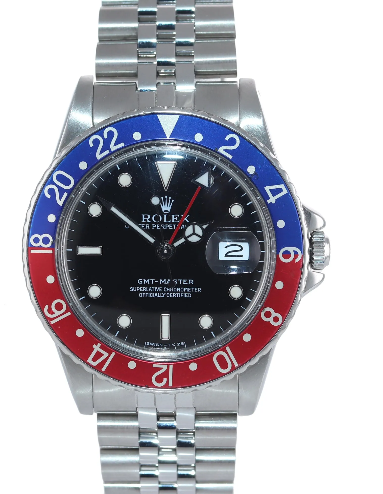 Rolex GMT-Master Pepsi Blue Red Steel 16750 40mm Jubilee Band Date Watch