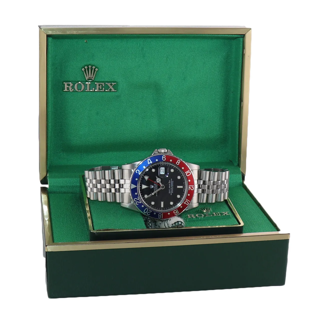 Rolex GMT-Master Pepsi Blue Red Steel 16750 40mm Jubilee Band Date Watch
