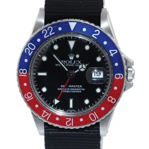 Rolex GMT-Master Pepsi Blue Red Steel Bezel 16750 40mm Nato Date Watch