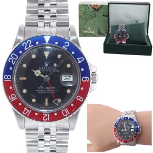 Rolex GMT-Master Pepsi Blue Red Steel Matte Jubilee 16750 40mm Watch Box