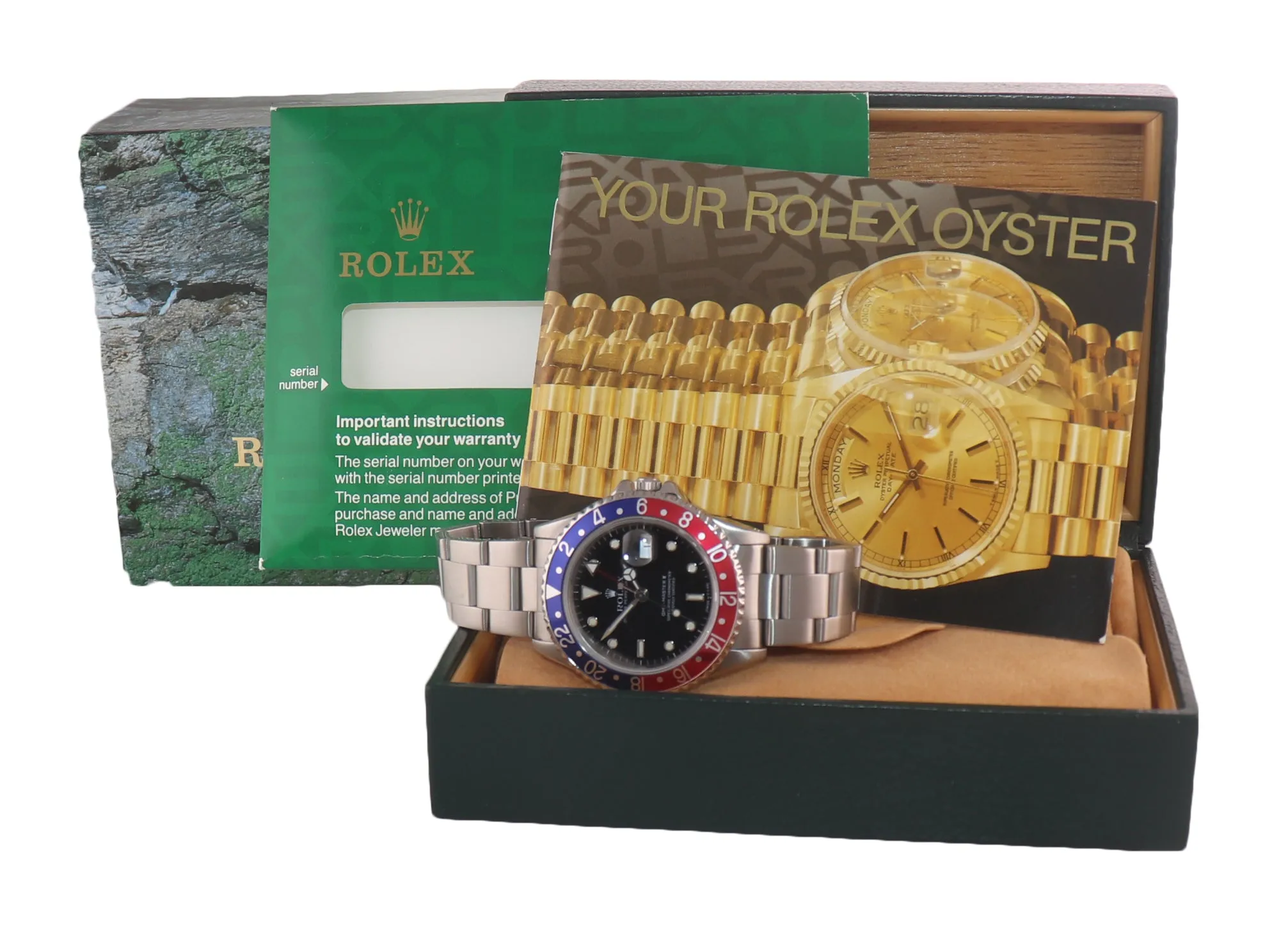 Rolex GMT-Master Pepsi Steel 16710 Blue Red Steel 40mm Date Watch Box.