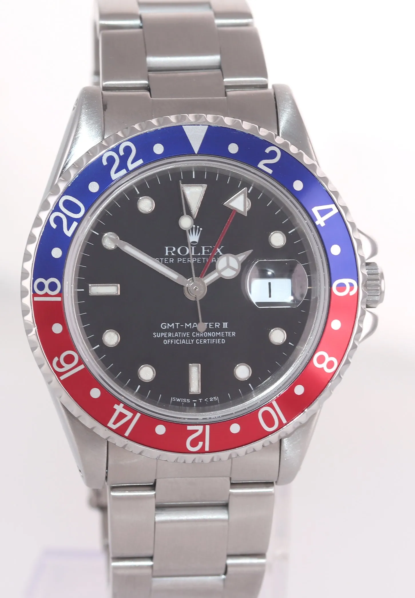 Rolex GMT-Master Pepsi Steel 16710 Blue Red Steel 40mm Date Watch Box.