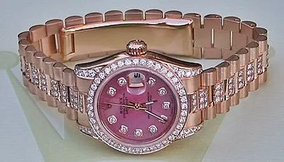 ROLEX LADIES 179175 ALL DIAMOND 18K ROSE GOLD PRESIDENT UNWORN