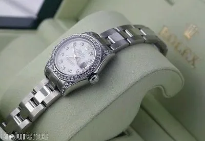 ROLEX LADIES DATEJUST STAINLESS STEEL DIAMOND MOP DIAL BEZEL & LUGS 179160