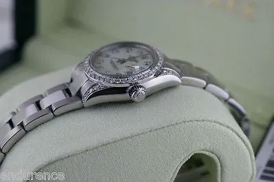 ROLEX LADIES DATEJUST STAINLESS STEEL DIAMOND MOP DIAL BEZEL & LUGS 179160