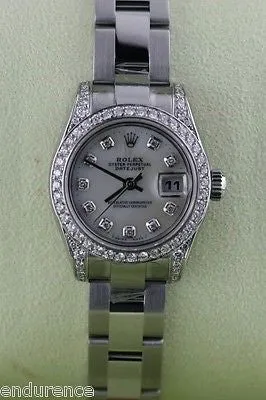 ROLEX LADIES DATEJUST STAINLESS STEEL DIAMOND MOP DIAL BEZEL & LUGS 179160