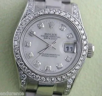 ROLEX LADIES DATEJUST STAINLESS STEEL DIAMOND MOP DIAL BEZEL & LUGS 179160