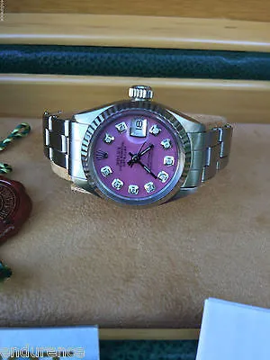ROLEX LADIES DATEJUST STAINLESS STEEL OYSTER BRACELET PINK DIAL MODEL 6917