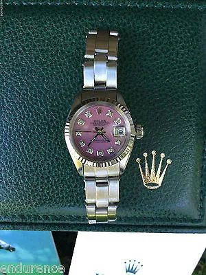 ROLEX LADIES DATEJUST STAINLESS STEEL OYSTER BRACELET PINK DIAL MODEL 6917
