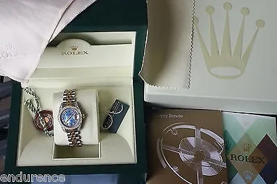 ROLEX LADIES DATEJUST TWO TONE MOTHER OF PEARL DIAMOND DIAL BEZEL LUGS 179173