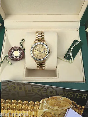 ROLEX LADIES PRESIDENT 18K GOLD DIAMOND TAPESTRY DIAL & DIAMOND BEZEL 69178