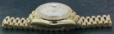 ROLEX LADIES PRESIDENT 18K GOLD DIAMONDS EVERYWHERE & RUBY HOUR MARKERS 69178