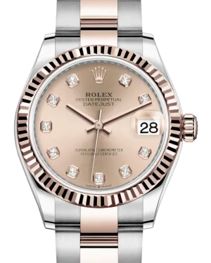 Rolex Lady-Datejust 31 Rose Gold/Steel Rose Diamond Dial & Fluted Bezel Oyster Bracelet 278271