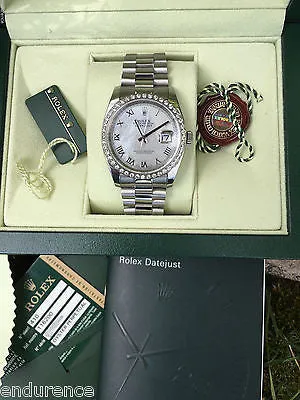 ROLEX MENS DATEJUST CUSTOM DIAMOND BEZEL PRESIDENT BAND PEARL DIAL 116200