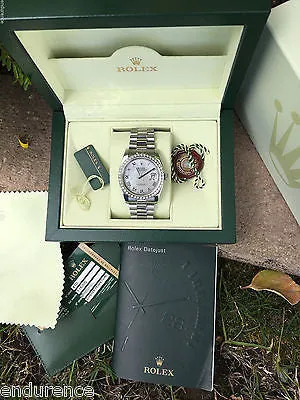 ROLEX MENS DATEJUST CUSTOM DIAMOND BEZEL PRESIDENT BAND PEARL DIAL 116200