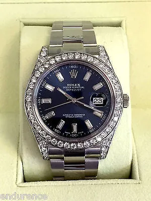 ROLEX MENS DATEJUST II 41 mm STEEL MODEL 116300 DIAMOND BEZEL LUGS AND DIAL
