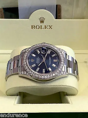 ROLEX MENS DATEJUST II 41 mm STEEL MODEL 116300 DIAMOND BEZEL LUGS AND DIAL