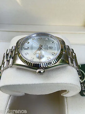 ROLEX MENS PRESIDENT 18K WHITE GOLD LIGHT BLUE DIAMOND DIAL MODEL 118239