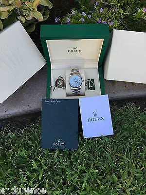 ROLEX MENS PRESIDENT 18K WHITE GOLD LIGHT BLUE DIAMOND DIAL MODEL 118239