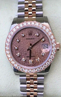 ROLEX MIDSIZE DATEJUST STEEL GOLD 31mm DIAMOND BEZEL JUBILEE DIAL 178241 UNWORN