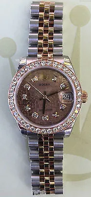 ROLEX MIDSIZE DATEJUST STEEL GOLD 31mm DIAMOND BEZEL JUBILEE DIAL 178241 UNWORN