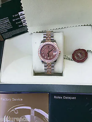 ROLEX MIDSIZE DATEJUST STEEL GOLD 31mm DIAMOND BEZEL JUBILEE DIAL 178241 UNWORN
