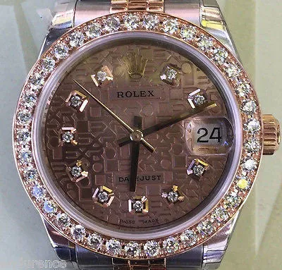 ROLEX MIDSIZE DATEJUST STEEL GOLD 31mm DIAMOND BEZEL JUBILEE DIAL 178241 UNWORN