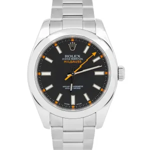 Rolex Milgauss BLACK Orange 40mm Stainless Steel Automatic Oyster 116400 Watch