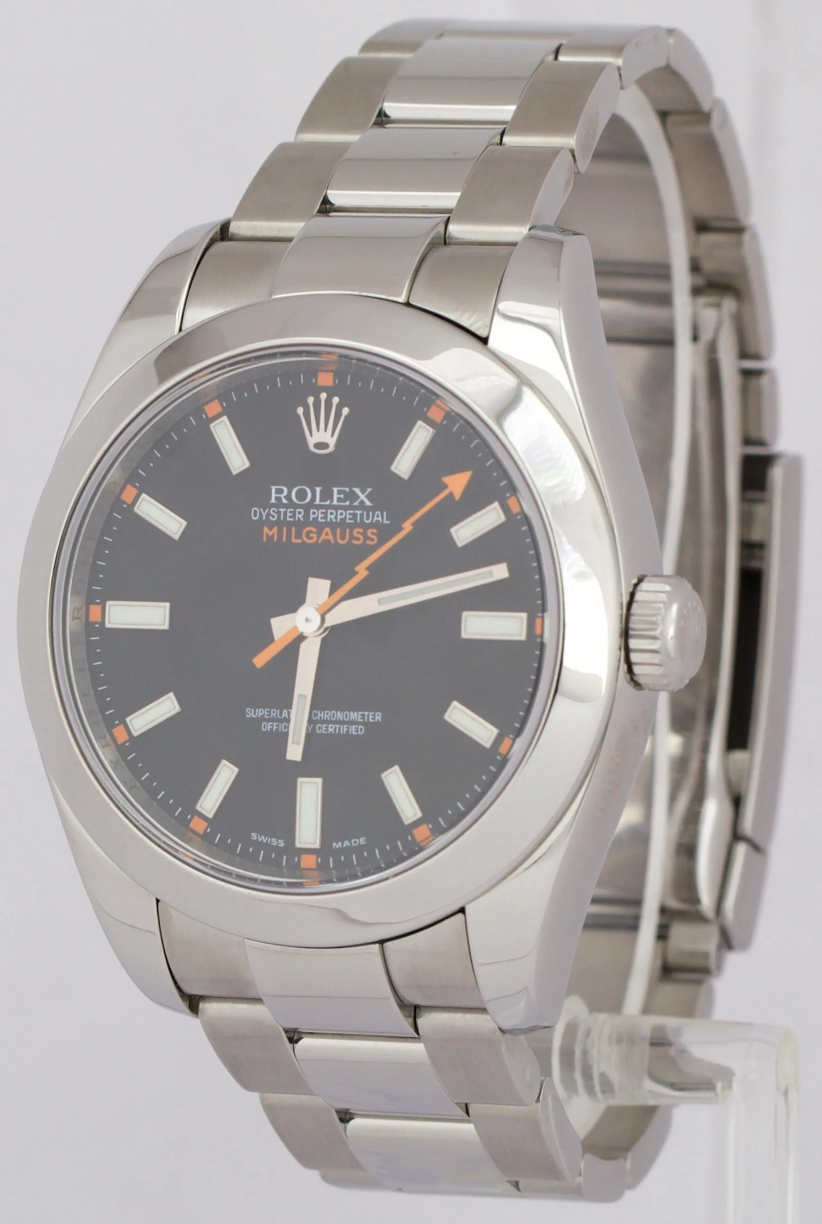 Rolex Milgauss BLACK Orange 40mm Stainless Steel Automatic Oyster 116400 Watch