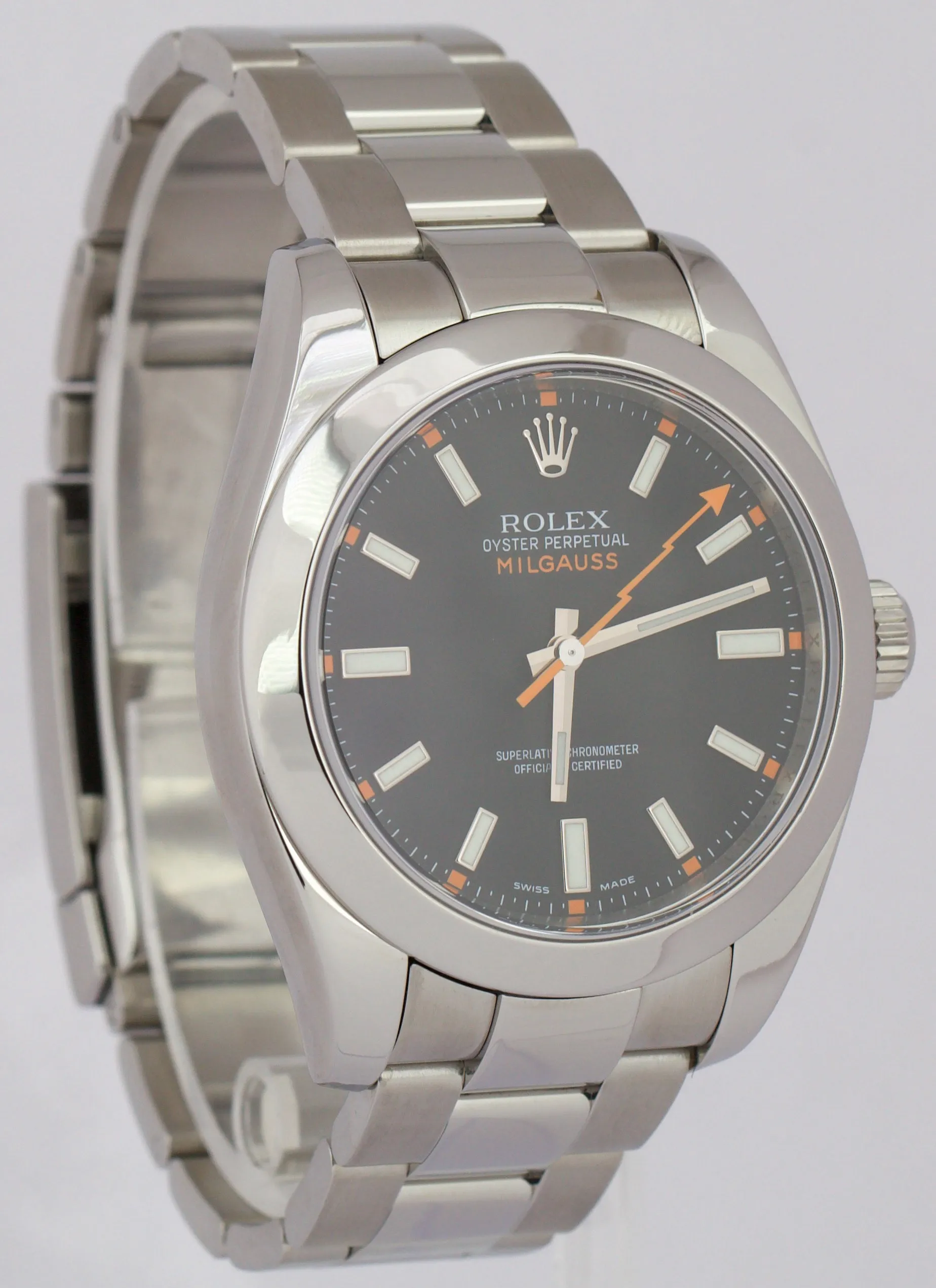 Rolex Milgauss BLACK Orange 40mm Stainless Steel Automatic Oyster 116400 Watch