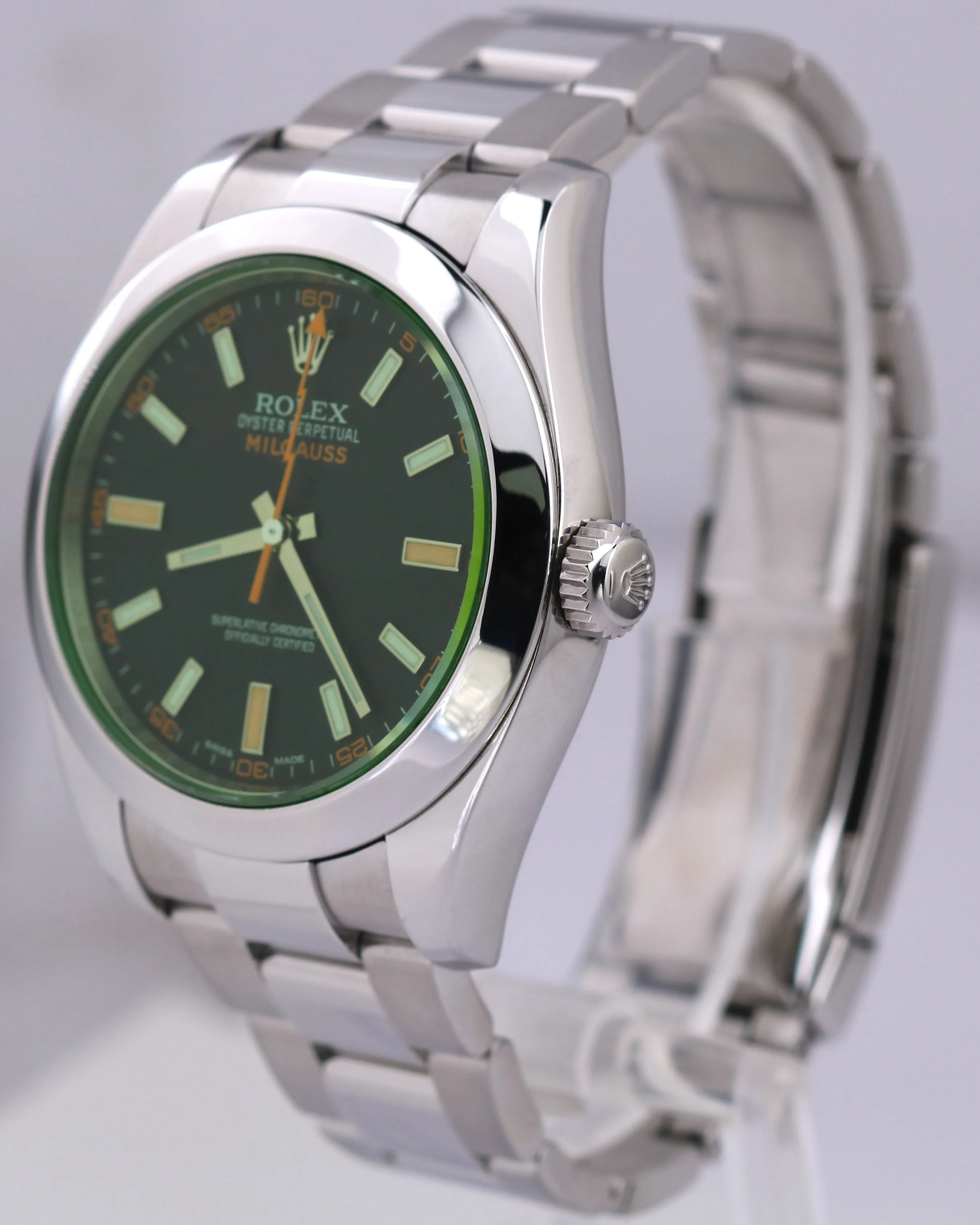 Rolex Milgauss Stainless Steel BLACK Green 40mm Oyster 116400GV Watch