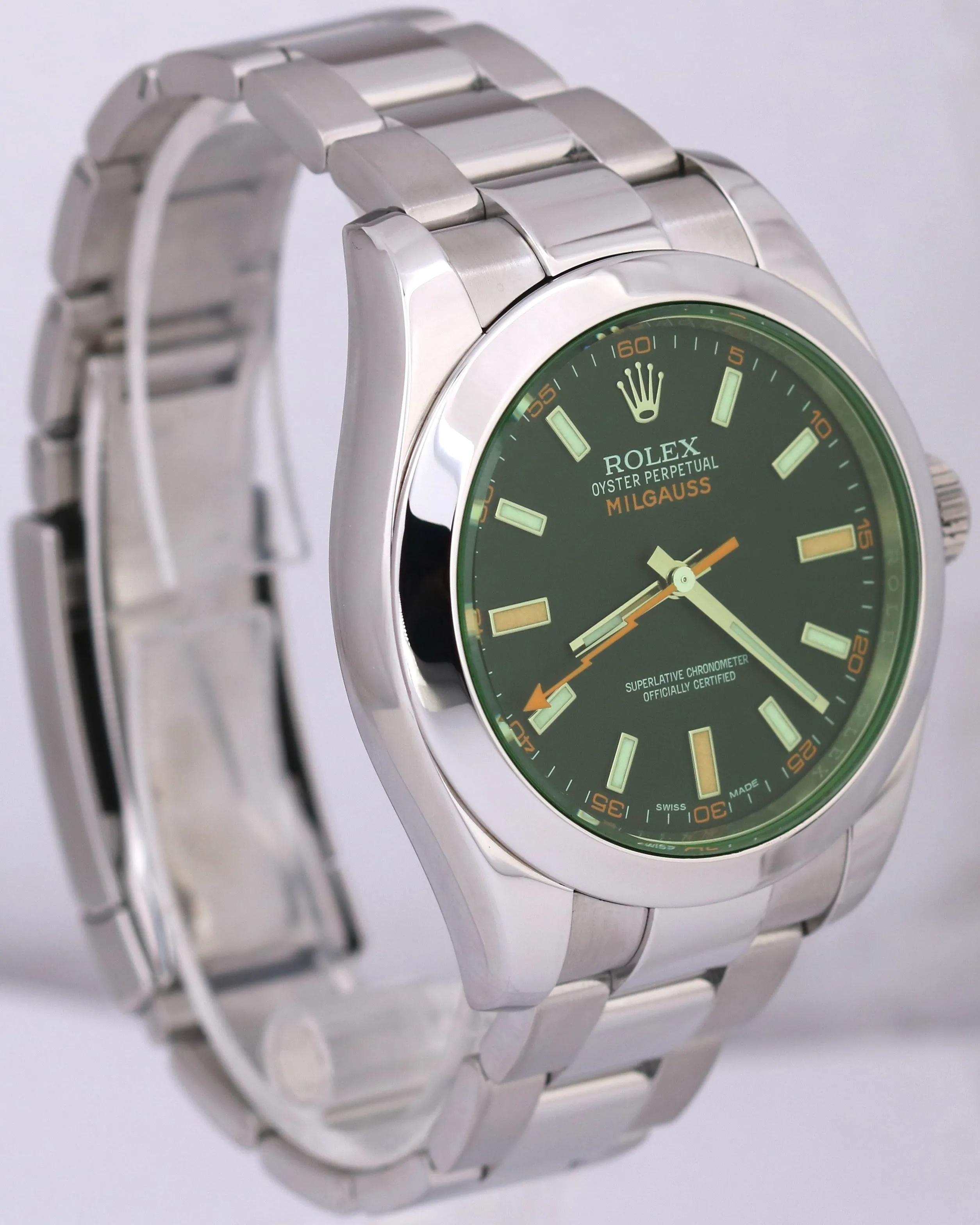 Rolex Milgauss Stainless Steel BLACK Green 40mm Oyster 116400GV Watch