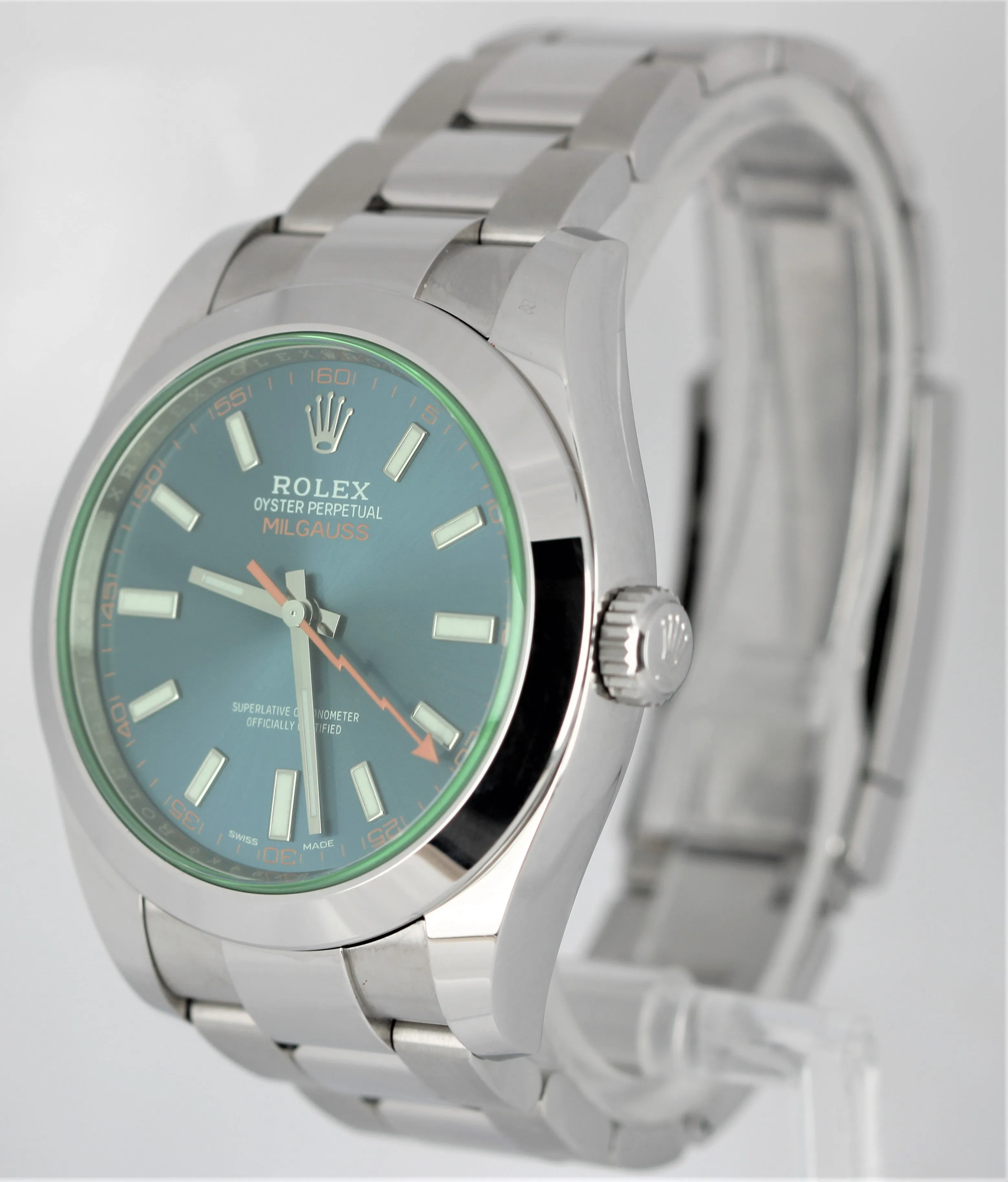 Rolex Milgauss Z-Blue Dial Green Sapphire 40mm Stainless Steel 116400GV Watch
