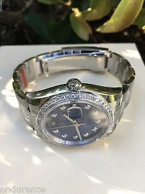 ROLEX NEW DATEJUST BLUE CUSTOM DIAMOND DIAL DIAMONDS BEZEL MODEL 116200