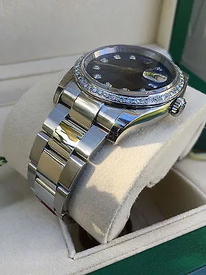 ROLEX NEW DATEJUST BLUE CUSTOM DIAMOND DIAL DIAMONDS BEZEL MODEL 116200