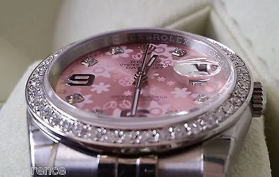 ROLEX NEW DATEJUST STEEL PINK FLORAL DIAL DIAMONDS BEZEL BOX TAG CERTCARD 116200