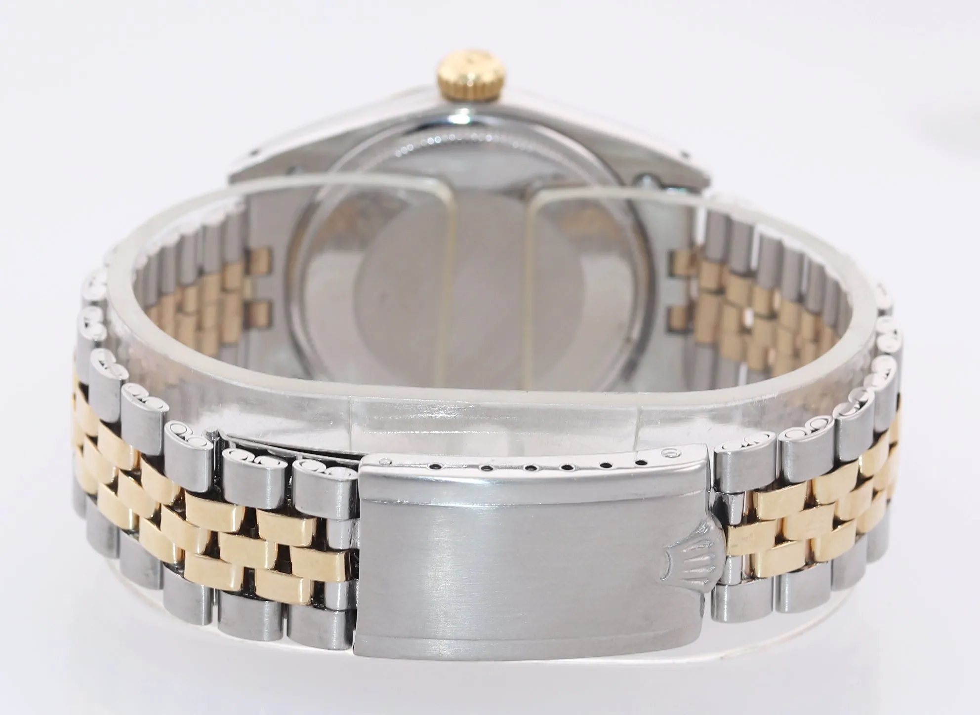 Rolex Oyster Date 1505 Steel 14k Gold Two Tone 34mm Champagne Stick Watch Box