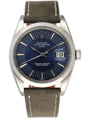 Rolex Oyster Perpetual Date 1500 Blue Dial Mens Watch