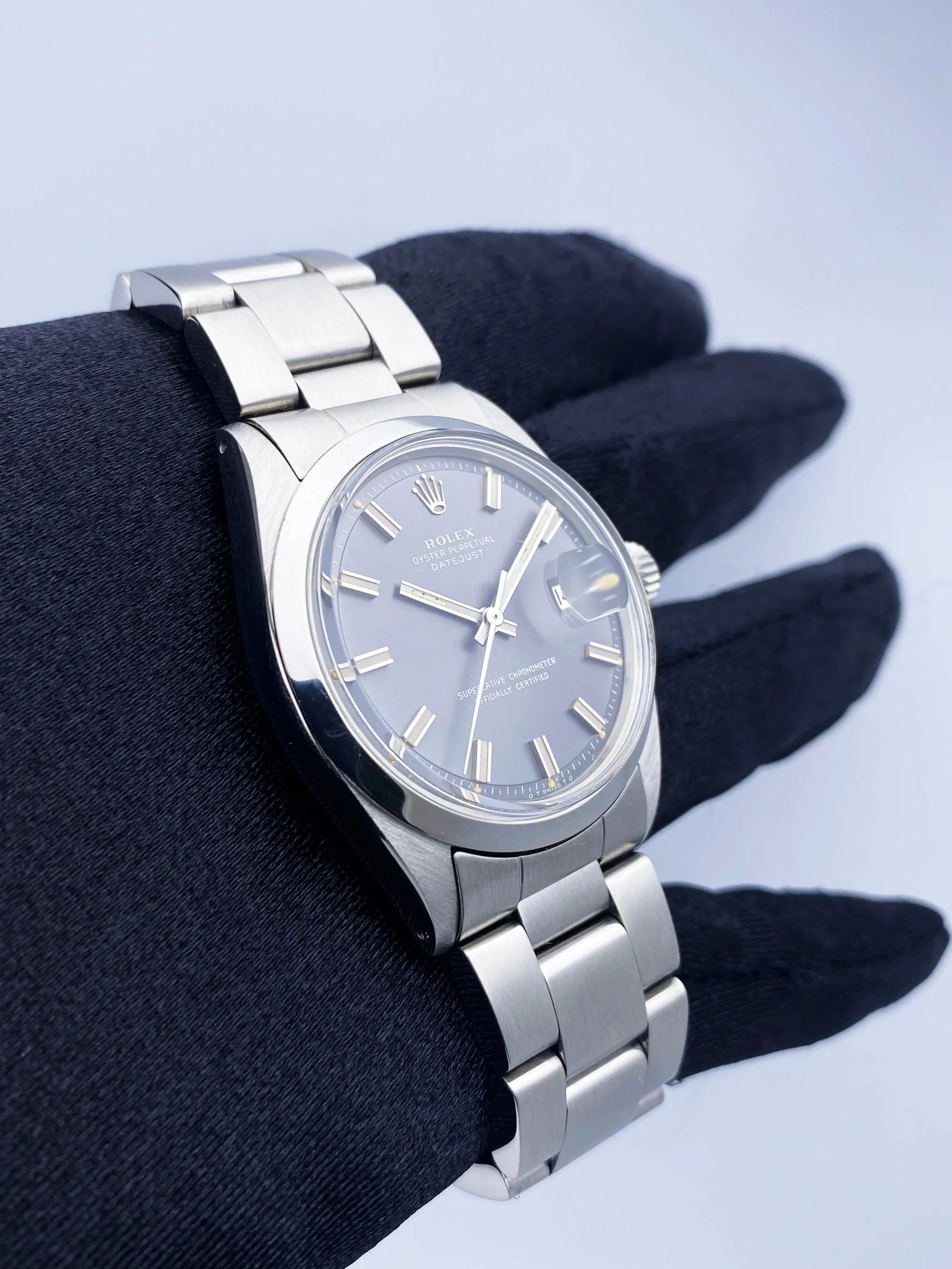 Rolex Oyster Perpetual Datejust 1600 Slate Dial Mens Watch